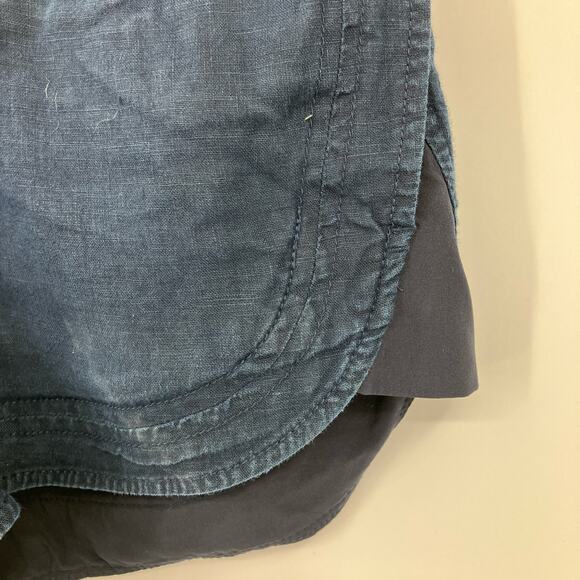 Athleta Navy Blue Pull On Drawstring Lightweight Cabo Tide Linen Shortie Shorts - Picture 8 of 8